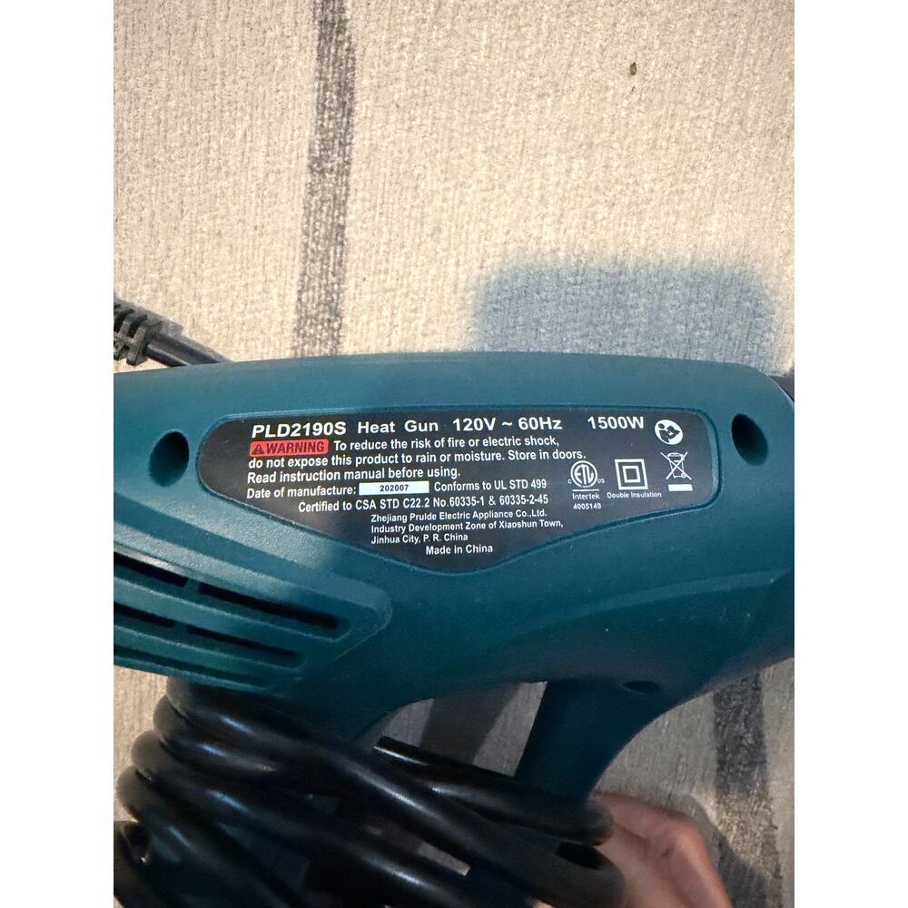 Heat Gun Dual Temperature Settings PRULDE N2190 1500W Hot Air Gun 800°F - 1112°F - Picture 5 of 6